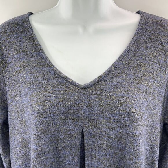 Sinuous blue grey gold long sleeve super soft tunic top shirt small EUC v neck - Picture 3 of 7
